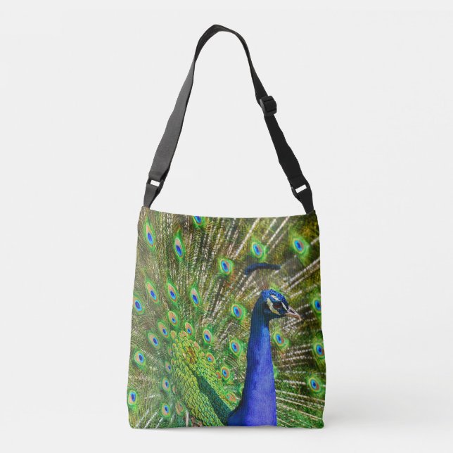 Brilliant Blue Peacock Axelväska (Baksida)