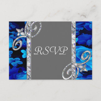 Brilliant Blue Ro & Diamond Swirls Bröllop CST2 OSA Kort