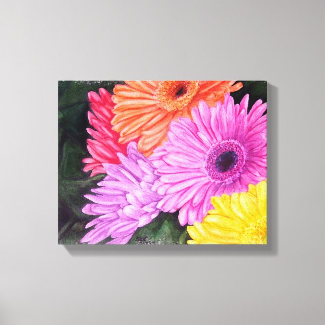 BRILLIANT GERBER FLOWERS WRAPPED CANVAS PAINTING (Framsida)