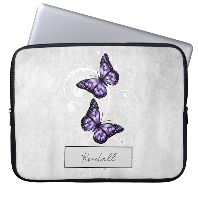 Brilliant Lila Butterflies Laptop Fodral (Framsidan)
