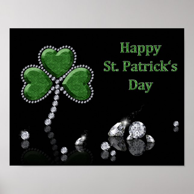 Brilliant Lycklig St. Patrick Day Diamonds Poster (Framsidan)