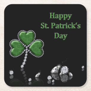 Brilliant Lycklig St. Patrick Day Diamonds Underlägg Papper Kvadrat