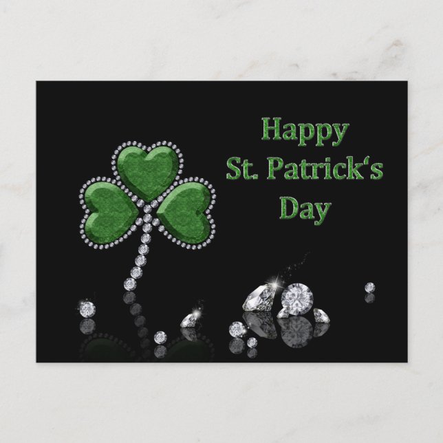 Brilliant Lycklig St. Patrick Day Diamonds Vykort (Framsida)
