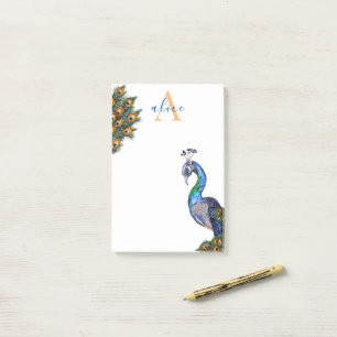Brilliant Peacock Monogram Post-it Block
