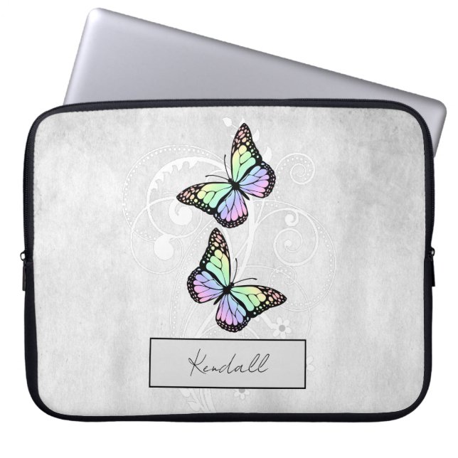 Brilliant Rainbow Butterflies Laptop Fodral (Framsidan)