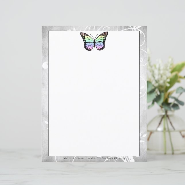 Brilliant Rainbow Butterfly Stationery (Stående Fram)