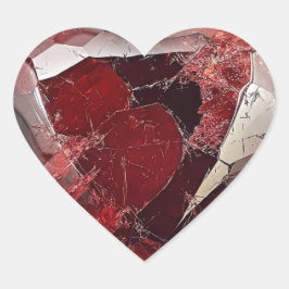 Brilliant Red Crystal Illustration Hjärtformat Klistermärke