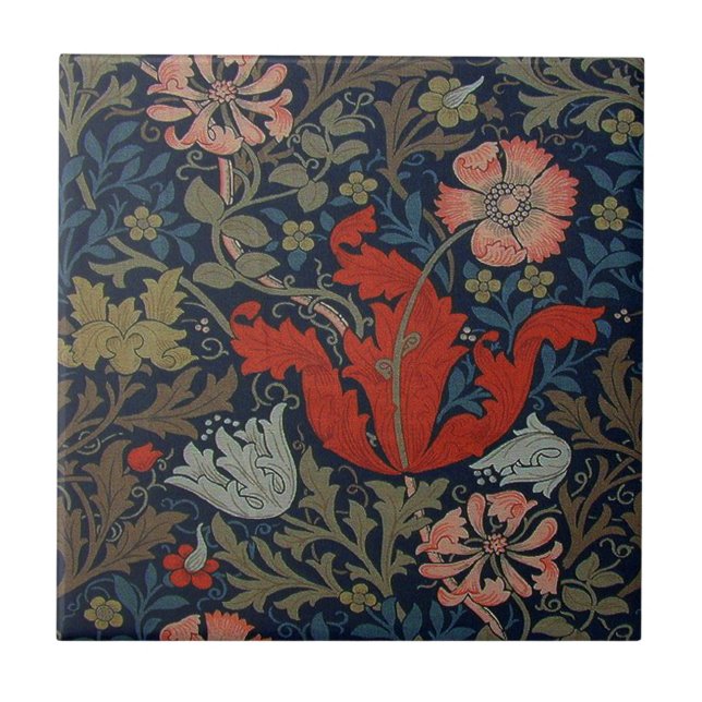 Brilliant Red Flower Compton Ceramics Kakelplatta (Framsidan)