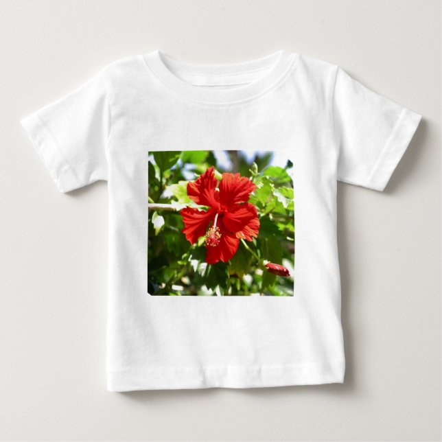 Brilliant Red Hawaiian Hibiscus Flower Tee (Framsida)