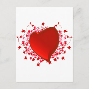 Brilliant Red Heart Vykort