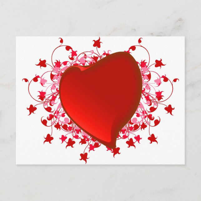 Brilliant Red Heart Vykort (Framsida)
