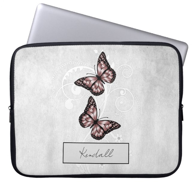 Brilliant Rosa Butterflies Laptop Fodral (Framsidan)