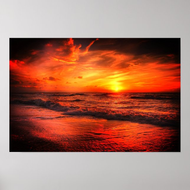 Brilliant Sunset Beach Ocean Poster (Framsidan)