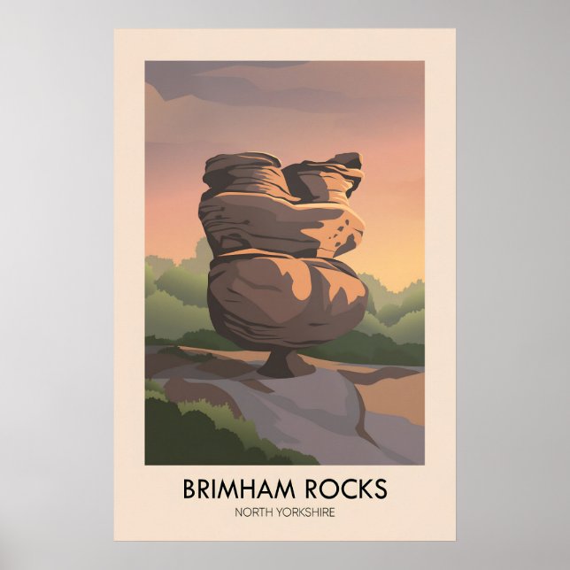 Brimham Rocks AONB Reseskylt Poster (Framsidan)