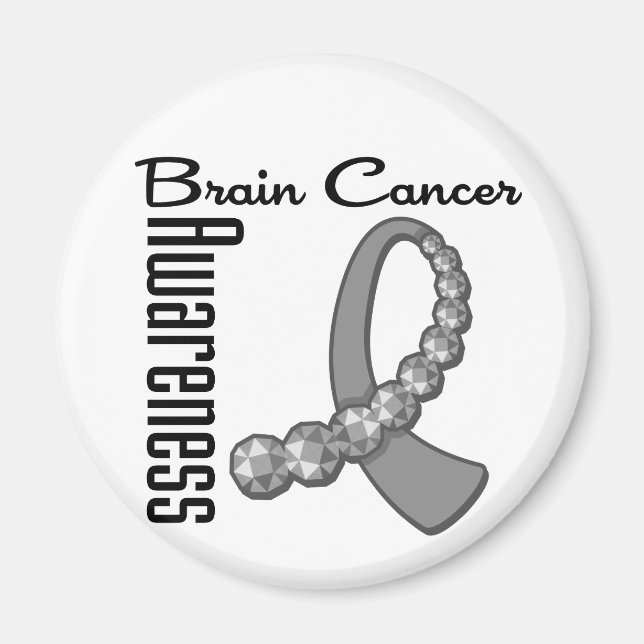Brin Cancer Awareness Gemstone Ribbon Magnet (Framsidan)