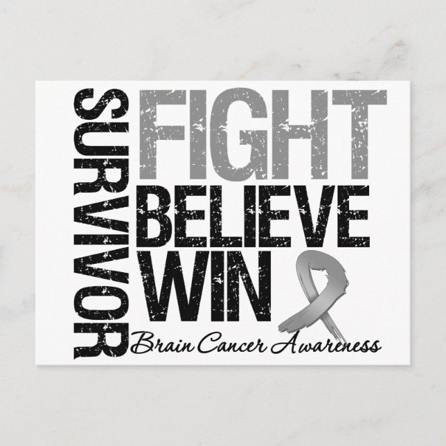 Brin Cancer Survivor Fight Tro Win Motto Vykort (Framsida)