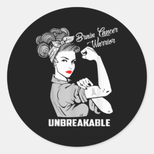 Brin Cancer Warrior Obrytable Awareness Gift Runt Klistermärke