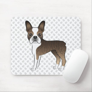 Brindle Boston Terrier Cute Tecknad hund & Tass Musmatta