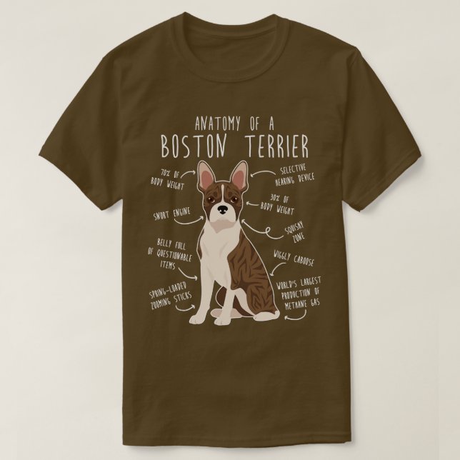 Brindle Boston Terrier Hund Anatomy T Shirt (Design framsida)