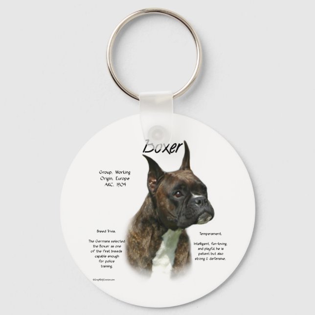 Brindle Boxer Historik Nyckelring (Framsida)