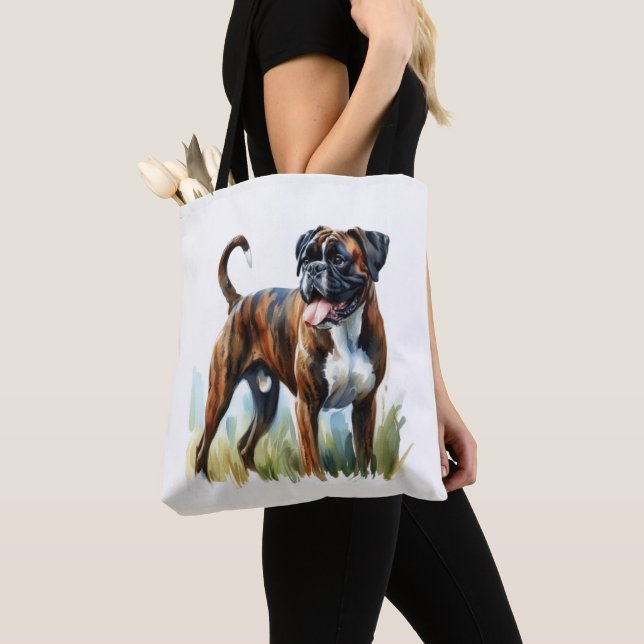 Brindle Boxer i akvarell Tygkasse (Närbild)