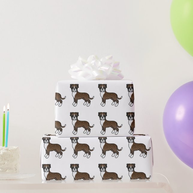 Brindle Boxer Sött Tecknat Hundmönster Presentpapper (Festgåvor)