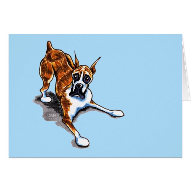 Brindle Boxer Wanna Play OBS Kort (Framsidan Horizontal)