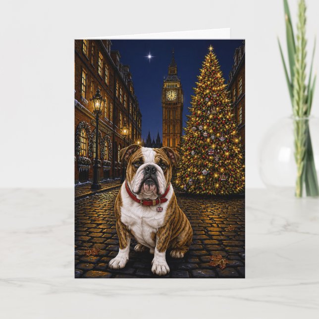 Brindle Bulldog Jul  Helgkort (Framsida)