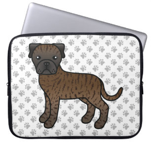 Brindle Bullmastiff Söt Tecknad Hund & Tassar Laptop Fodral