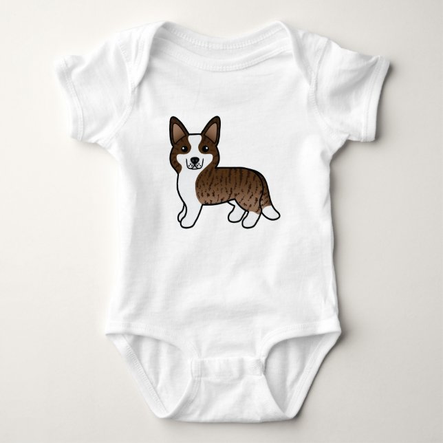 Brindle Cardigan Welsh Corgi Tecknad hund T Shirt (Framsida)