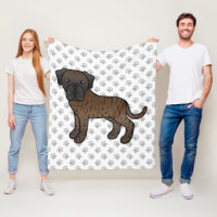 Brindle engelsk mastiff söt serietecknad hund & ta