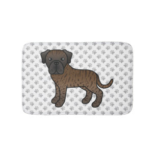 Brindle engelsk mastiff söt tecknad hund & tassar badrumsmatta