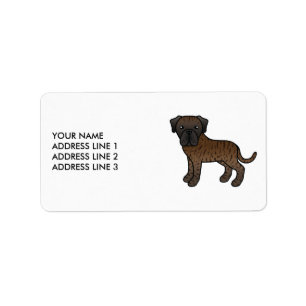Brindle engelsk mastiff söt tecknad hund & text adressetikett