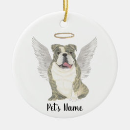 Brindle English Bulldog Sympathy Memorial Julgransprydnad Keramik