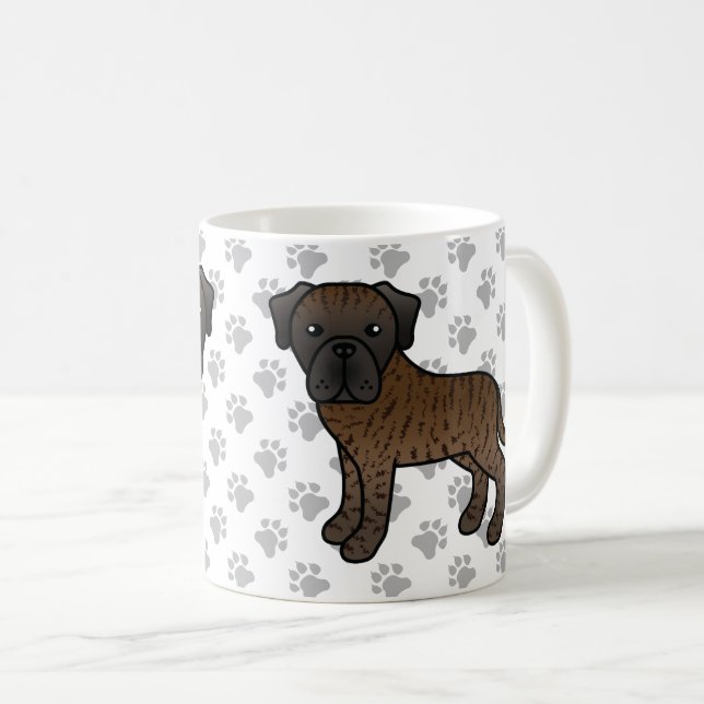 Brindle English Mastiff Cute Tecknad hund Kaffemugg (Framsida höger)