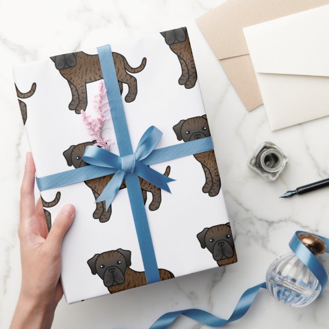 Brindle English Mastiff Cute Tecknad hund Mönster Presentpapper (Gåvor)