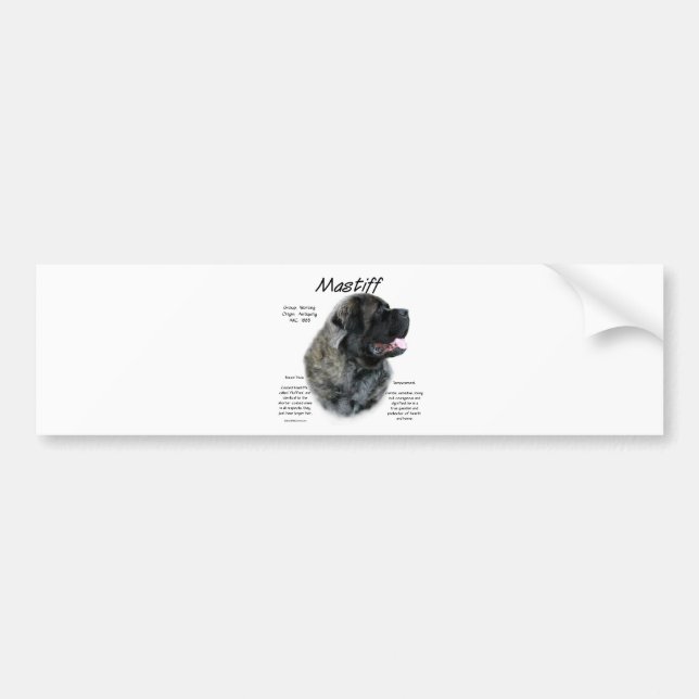 Brindle Fluffy Mastiff Historik Bildekal (Framsidan)