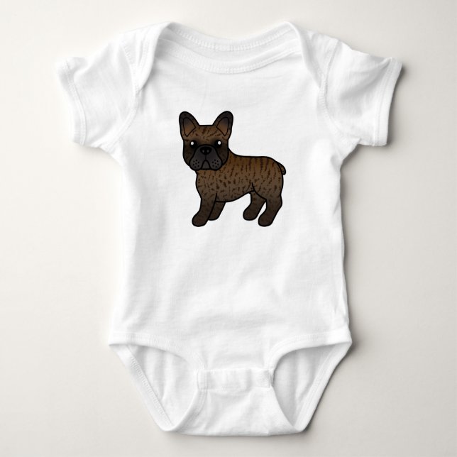 Brindle Fransk Bulldog Cute Tecknad hund T Shirt (Framsida)
