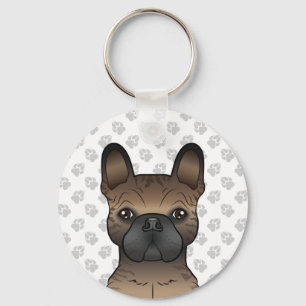 Brindle Fransk Bulldog/Frenchie Cute Hund head Nyckelring