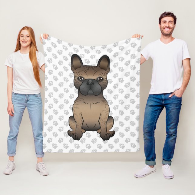 Brindle fransk bulldog / Frenchie söt hund & tassa Fleecefilt (På plats)