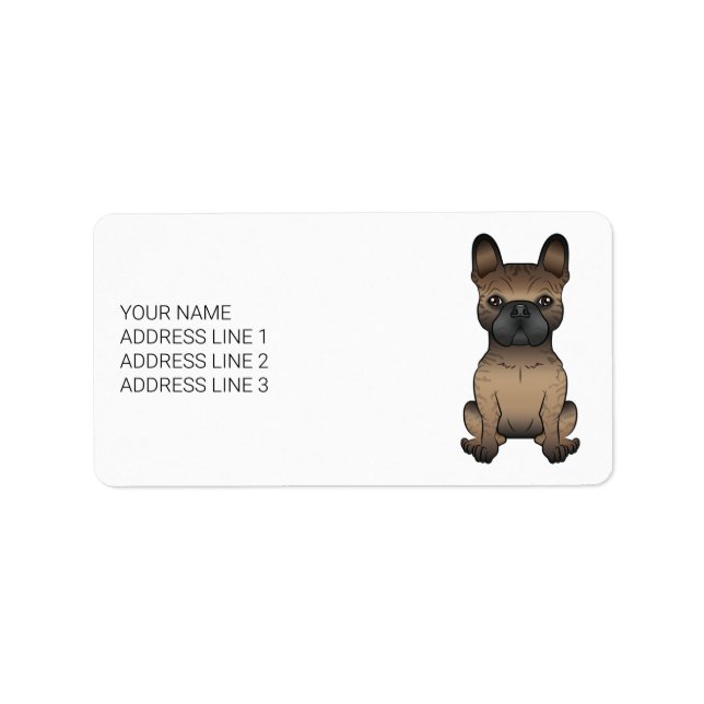 Brindle fransk bulldog / Frenchie söt hund & text Adressetikett (Framsidan)