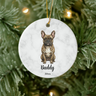 Brindle fransk bulldog hundnamn husdjur minne julgransprydnad keramik