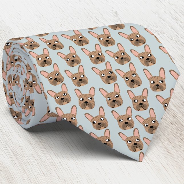 Brindle Fransk Bulldog Slips (Fun Brindle French Bulldog dog pattern art neck tie)