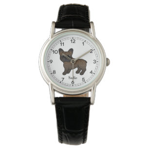 Brindle fransk bulldogg Söt seriehund & namn Armbandsur