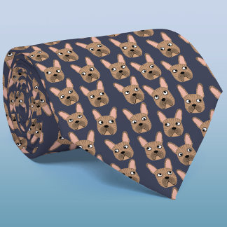 Brindle French Bulldog Blue Neck Tie Slips