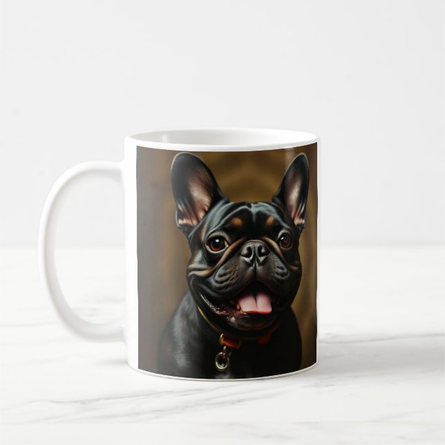 Brindle Frenchie Fransk Bulldog Hund Husdjur  Kaffemugg (Vänster)
