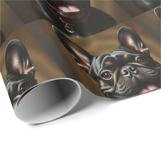 Brindle Frenchie Fransk Bulldog Hund Husdjur  Presentpapper (Rullad Hörn)