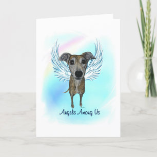 Brindle Greyhound Angel Hund Pet Loss Sympathy Car Tack Kort