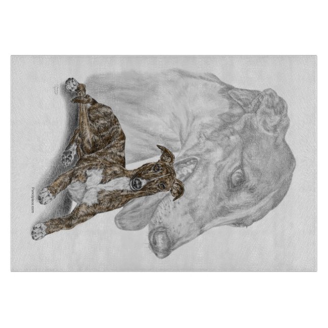 Brindle Greyhound Hund Art (Framsidan)