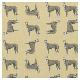Brindle Greyhound Hund Art Fabric Tyg
